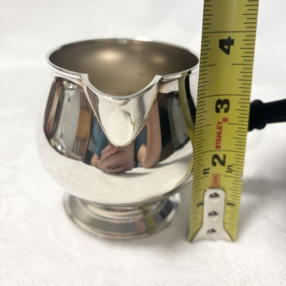 Vintage WM ROGERS Silverplate Pipkin Gravy Bowl Brandy Warmer w/Wood Handle - Picture 7 of 10